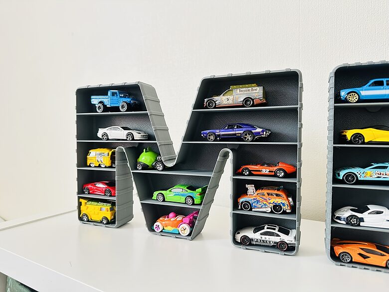 Letter-Shaped Shelf for Toy Car Collection, 1 pc.