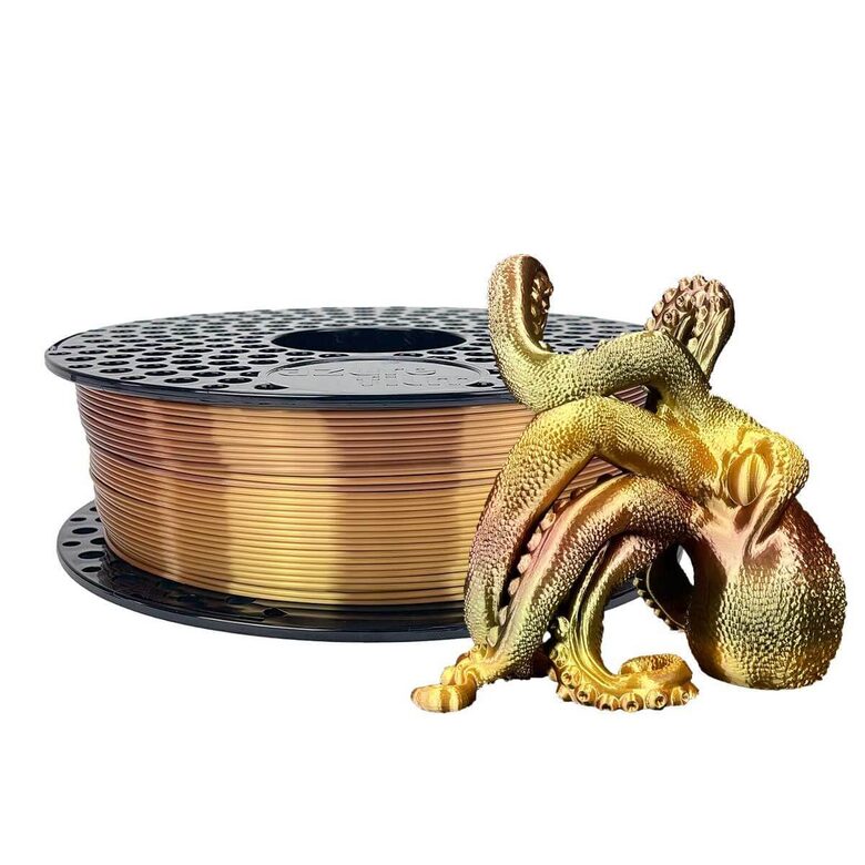 AzureFilm PLA Silk 3d printēšanas pavediens (filament), Rainbow Amber, 1 kg, 1.75mm